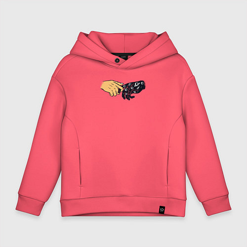 Детское худи оверсайз Прикосновение космоса / Коралловый – фото 1