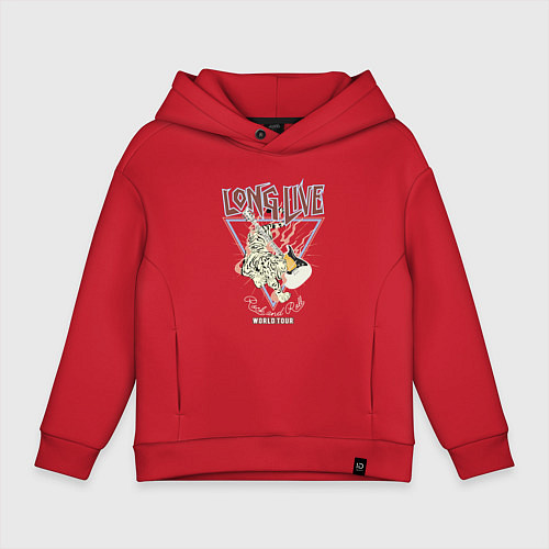 Детское худи оверсайз Живи долго рок н роллом / Красный – фото 1