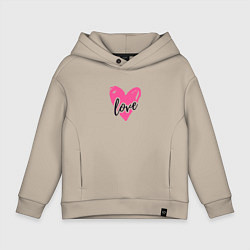 Детское худи оверсайз Рисованное розовое сердце - love