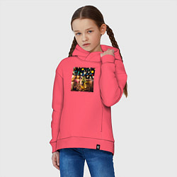 Толстовка оверсайз детская Новогодняя маленькая ёлочка, цвет: коралловый — фото 2