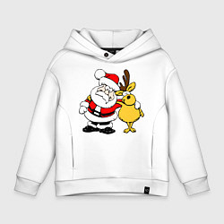 Толстовка оверсайз детская Новогодняя парочка, цвет: белый