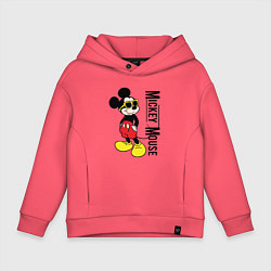 Толстовка оверсайз детская Микки Маус и надпись, цвет: коралловый