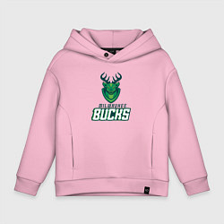 Толстовка оверсайз детская Milwaukee Bucks NBA, цвет: светло-розовый