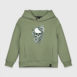 Толстовка оверсайз детская Змея на черепе, цвет: авокадо