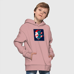 Толстовка оверсайз детская Санта Клаус спешит поздравить, цвет: пыльно-розовый — фото 2