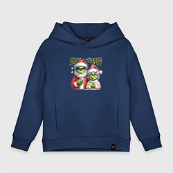 Толстовка оверсайз детская Гринч и миссис похититель рождества, цвет: тёмно-синий