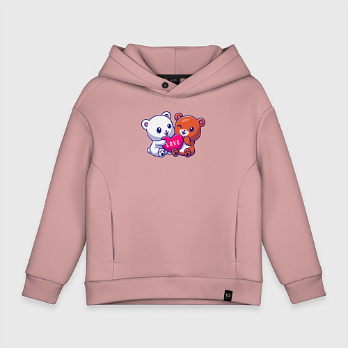 Детское худи оверсайз Teddy love / Пыльно-розовый – фото 1