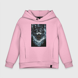 Толстовка оверсайз детская Оскаленная морда волка, цвет: светло-розовый