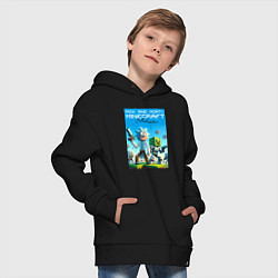 Толстовка оверсайз детская Rick and Morty Minecraft - collaboration, цвет: черный — фото 2