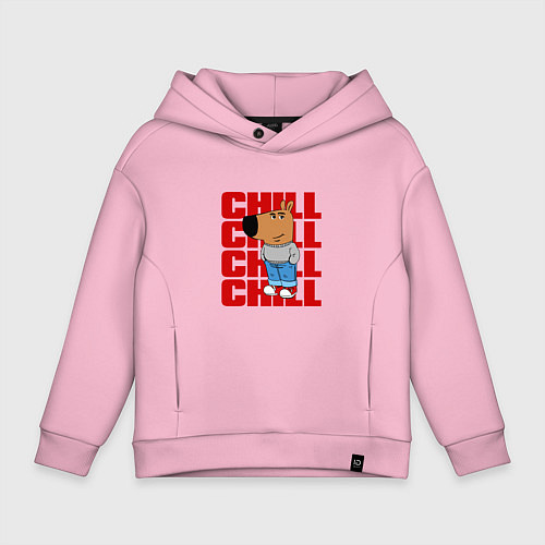 Детское худи оверсайз Чиловый парень - надпись / Светло-розовый – фото 1