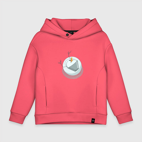 Детское худи оверсайз Снеговик вид сверху / Коралловый – фото 1