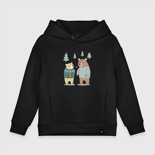 Детское худи оверсайз Медведи-соседи / Черный – фото 1