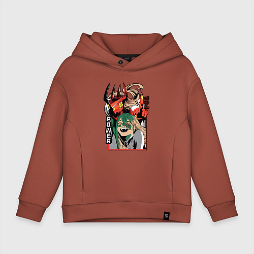Детское худи оверсайз Человек-бензопила Пауэр пила / Кирпичный – фото 1