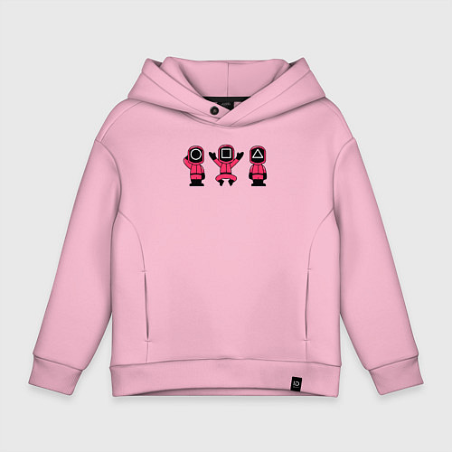 Детское худи оверсайз Надзиратели игры в кальмара / Светло-розовый – фото 1