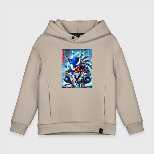 Детское худи оверсайз Sonic-Venom - ai art fantasy / Миндальный – фото 1
