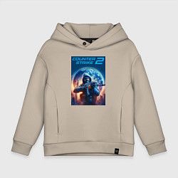 Толстовка оверсайз детская Counter Strike 2 - shooter, цвет: миндальный