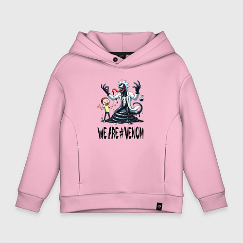 Детское худи оверсайз We are Venom - Rick-symbiote and Morty / Светло-розовый – фото 1