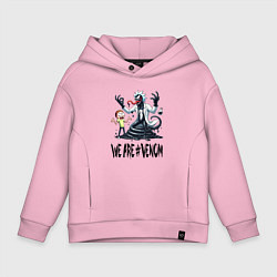 Толстовка оверсайз детская We are Venom - Rick-symbiote and Morty, цвет: светло-розовый
