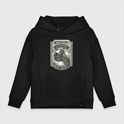 Толстовка оверсайз детская Мотоцикл монохромный: Мотоциклист, цвет: черный