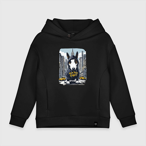 Детское худи оверсайз Булли - нью-йоркский хулиган / Черный – фото 1