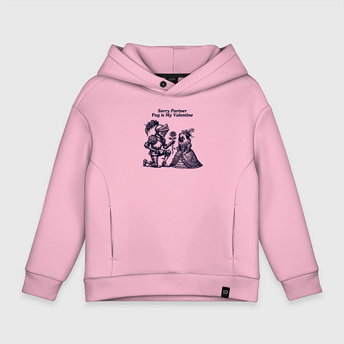 Детское худи оверсайз Мопс и рыцарь / Светло-розовый – фото 1