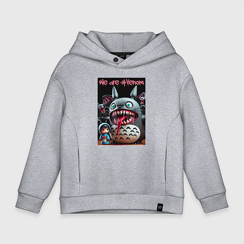 Детское худи оверсайз Totoro-Venom - ai art fantasy / Меланж – фото 1