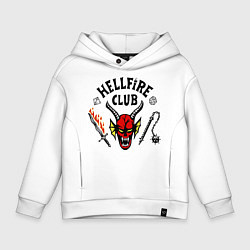Толстовка оверсайз детская Stranger things - hellfire club, цвет: белый