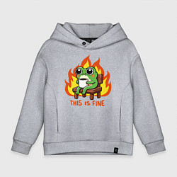 Толстовка оверсайз детская Frog - this is fine, цвет: меланж