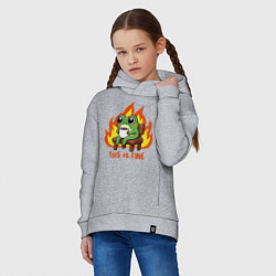 Толстовка оверсайз детская Frog - this is fine, цвет: меланж — фото 2