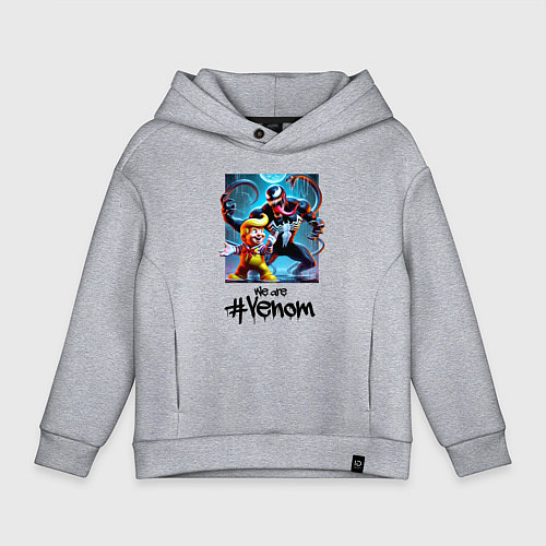 Детское худи оверсайз Donald Trump and Venom - meme / Меланж – фото 1