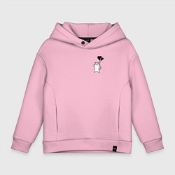 Толстовка оверсайз детская Белая кошка с шариком, цвет: светло-розовый