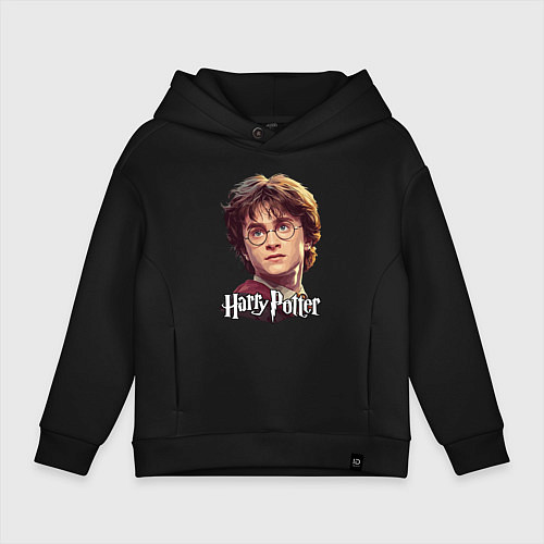 Детское худи оверсайз Harry Potter wizard / Черный – фото 1