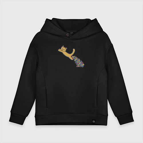 Детское худи оверсайз Кошачьи сердечки / Черный – фото 1