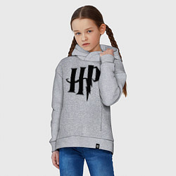 Толстовка оверсайз детская Гарри Поттер - логотип, цвет: меланж — фото 2