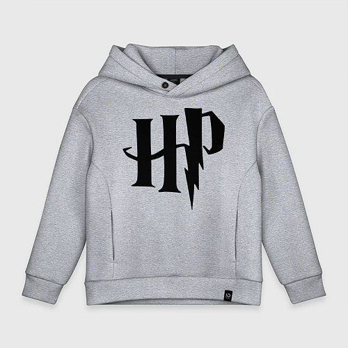 Детское худи оверсайз Гарри Поттер - логотип / Меланж – фото 1