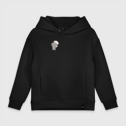 Толстовка оверсайз детская Белый котик на спине у серого для пары, цвет: черный