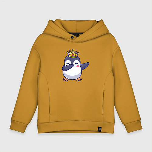 Детское худи оверсайз Король пингвин / Горчичный – фото 1