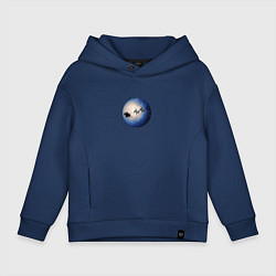 Толстовка оверсайз детская Санта на оленях - темный, цвет: тёмно-синий