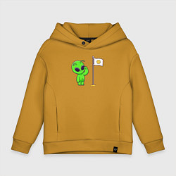 Толстовка оверсайз детская Пришелец на луне, цвет: горчичный