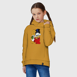 Толстовка оверсайз детская Duck tales - Scrooge bitcoin, цвет: горчичный — фото 2