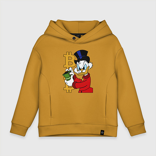 Детское худи оверсайз Duck tales - Scrooge bitcoin / Горчичный – фото 1