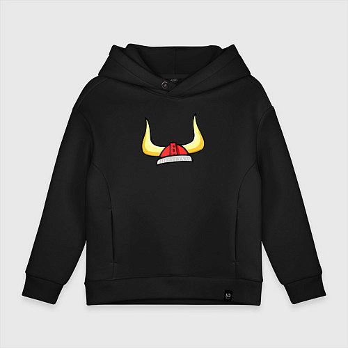 Детское худи оверсайз Мужской шлем викинга - для пары / Черный – фото 1