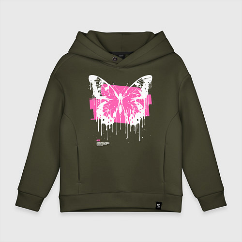 Детское худи оверсайз The gothic butterfly / Хаки – фото 1