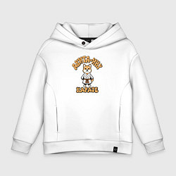 Толстовка оверсайз детская Собака акита каратист, цвет: белый