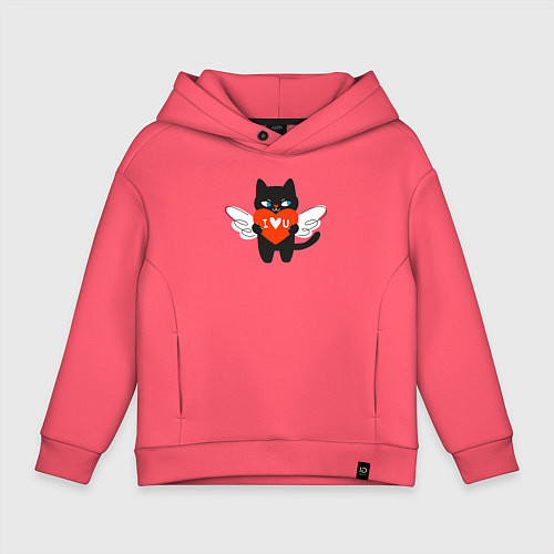Детское худи оверсайз Ангельский котик / Коралловый – фото 1