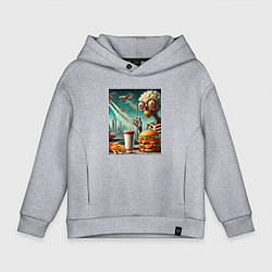 Толстовка оверсайз детская The negative effects of eating fast food, цвет: меланж