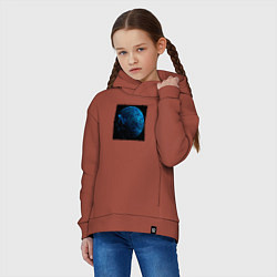 Толстовка оверсайз детская Синяя планета трещины, цвет: кирпичный — фото 2