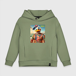 Толстовка оверсайз детская Donald Duck Trump - meme, цвет: авокадо