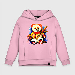 Толстовка оверсайз детская Медвежонок китайский краски, цвет: светло-розовый