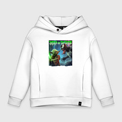 Толстовка оверсайз детская Yoda vs Venom - neon glow, цвет: белый
